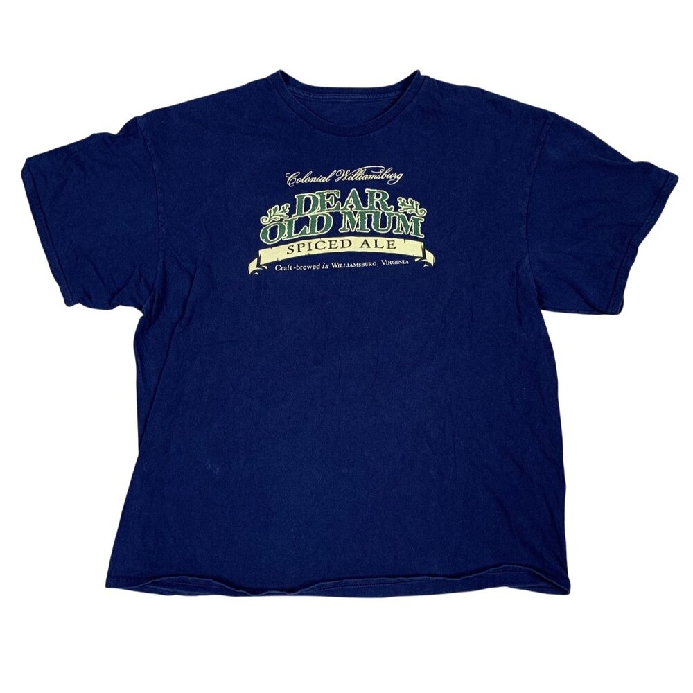 Colonial Williamsburg T-Shirt Mens XXL Navy Dear Old Mum Spiced Ale Beer Graphic